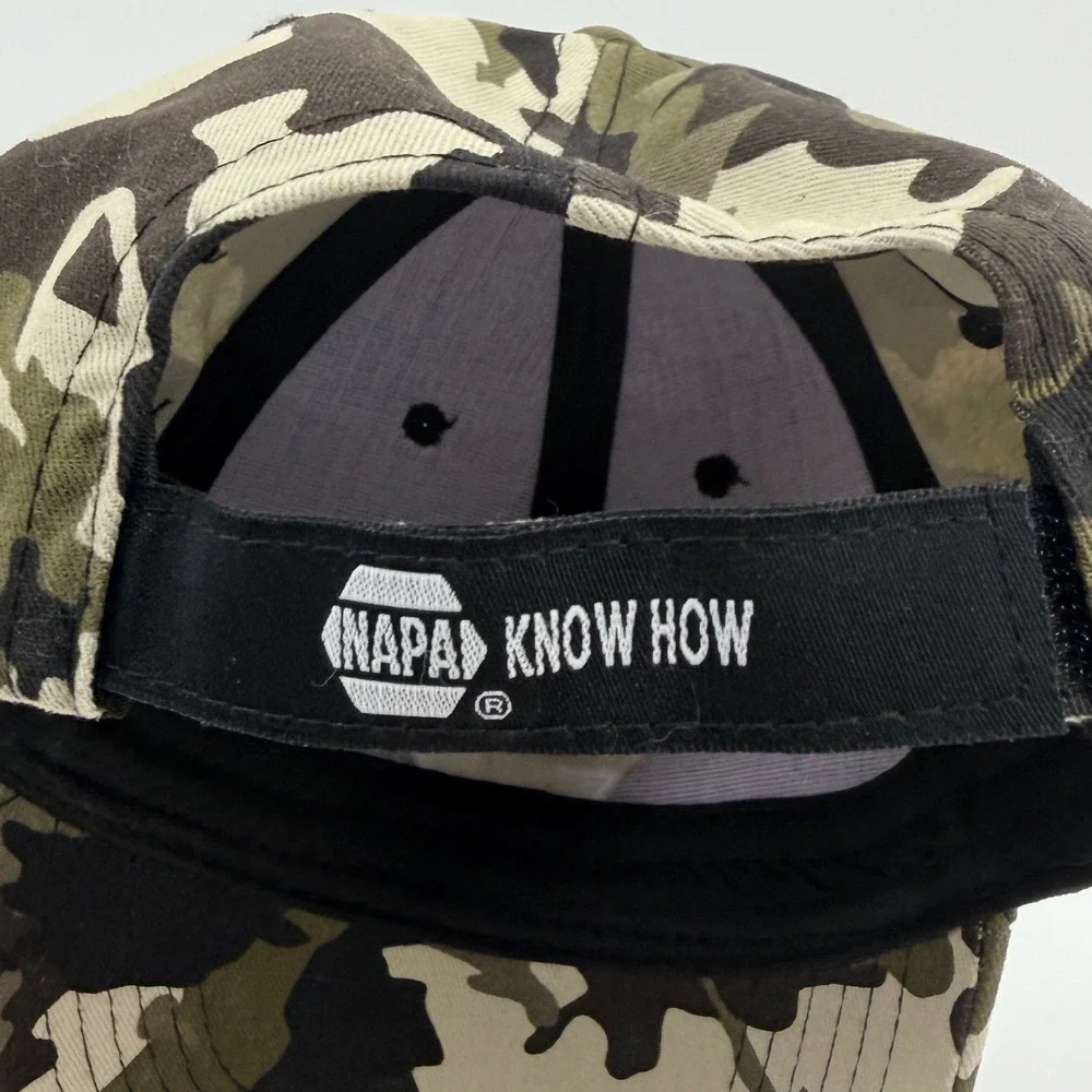 NAPA Hat Mens OS Camo Black Embroidered Logo Adjustable Strapback Baseball Cap
